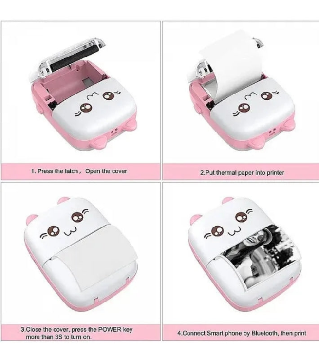 Pocket Inkless Mini Printer - Thermal Portable Bluetooth Wireless Mini Printer For Kids - For Photo, Picture, Office Receipt, Label Note.
