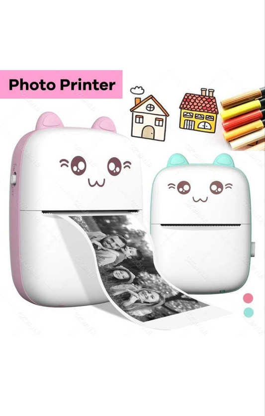 Pocket Inkless Mini Printer - Thermal Portable Bluetooth Wireless Mini Printer For Kids - For Photo, Picture, Office Receipt, Label Note.