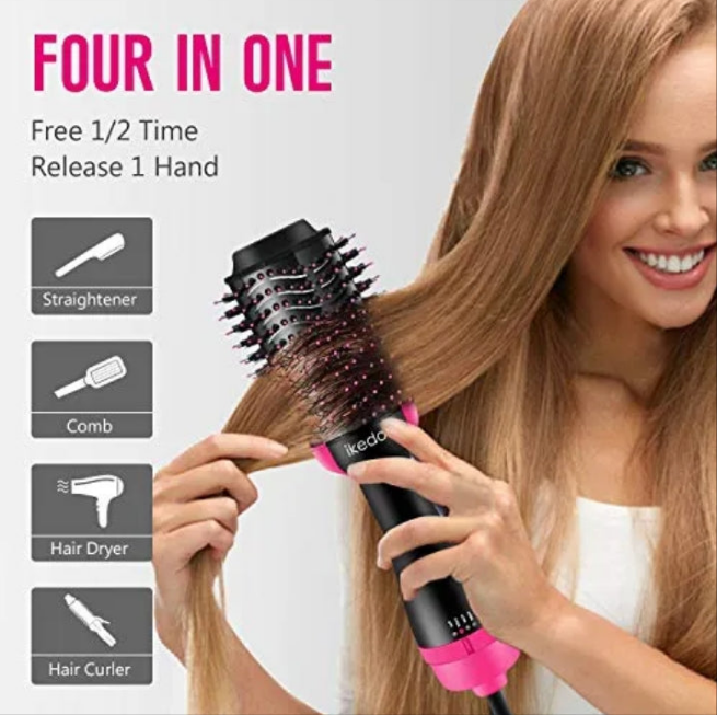 One-Step Hair Dryer And Volumizer with Hot Air Brush Dry & Wet Dual-use Frizz-free High Middle Low Three Modes One Step Hair Dryerand Styler US Plug