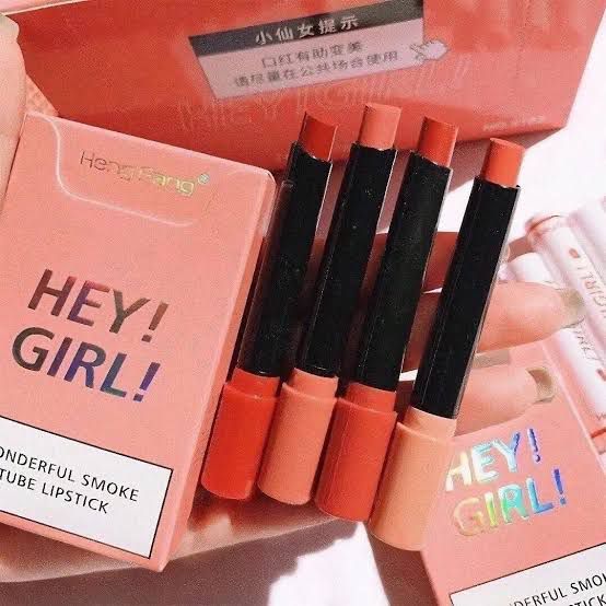 4 in 1 Heng Fang Korean Matte Lipstick Pack, Set of 4 Hey Girl smoke tube Moisturizing Long Lasting.